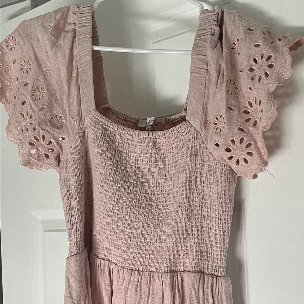 Madewell Pink Eyelet Sleeve Maxi Dress